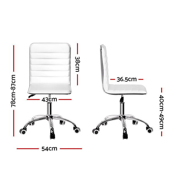 Artiss Office Chair Computer Desk Gaming Chairs PU Leather Low Back White Artiss