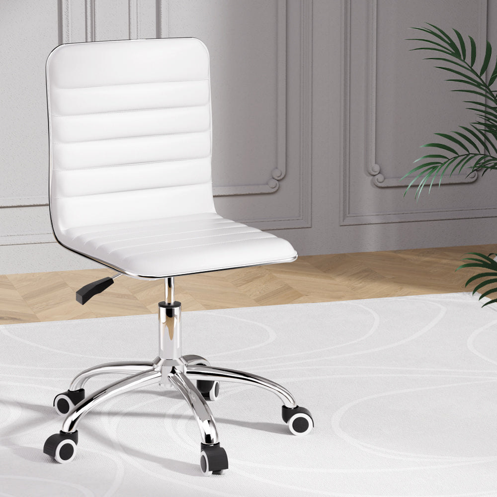Artiss Office Chair Computer Desk Gaming Chairs PU Leather Low Back White Artiss