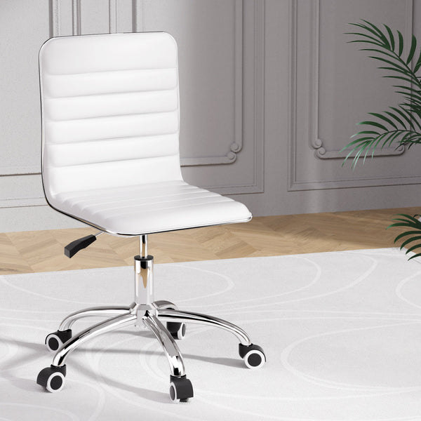 Artiss Office Chair Computer Desk Gaming Chairs PU Leather Low Back White Artiss
