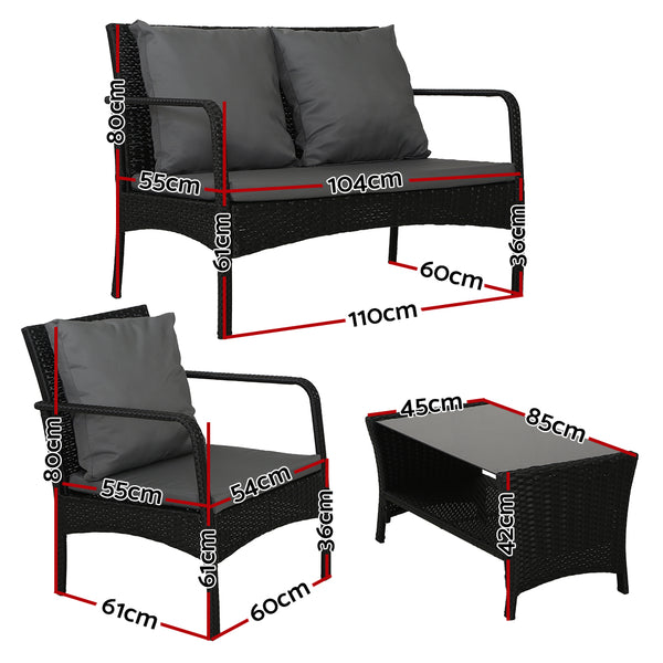 Gardeon Outdoor Furniture Lounge Table Chairs Garden Patio Wicker Sofa Set freeshipping - Awezingly