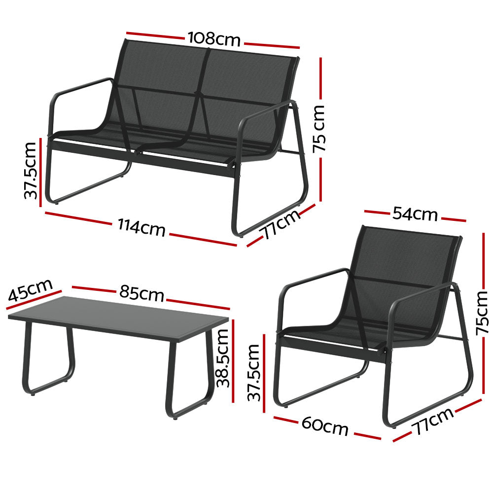 Gardeon Outdoor Lounge Setting Garden Patio Furniture Textilene Sofa Table Chair Gardeon