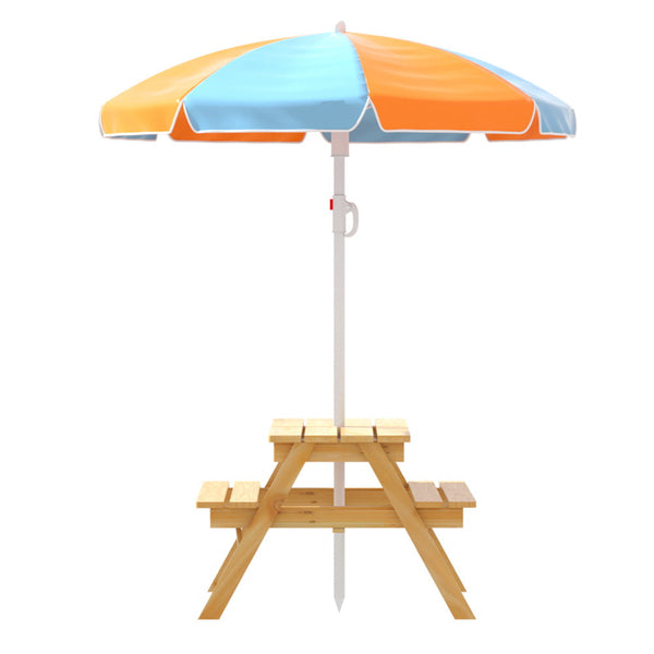 Keezi Kids Outdoor Table and Chairs Picnic Bench Set Umbrella Water Sand Pit Box Keezi