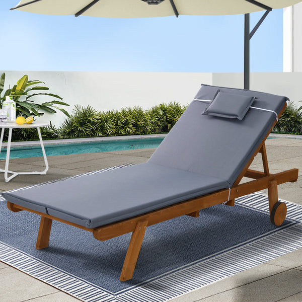 Gardeon Sun Lounge Wicker Lounger Day Bed Wheel Patio Outdoor Setting Furniture Gardeon