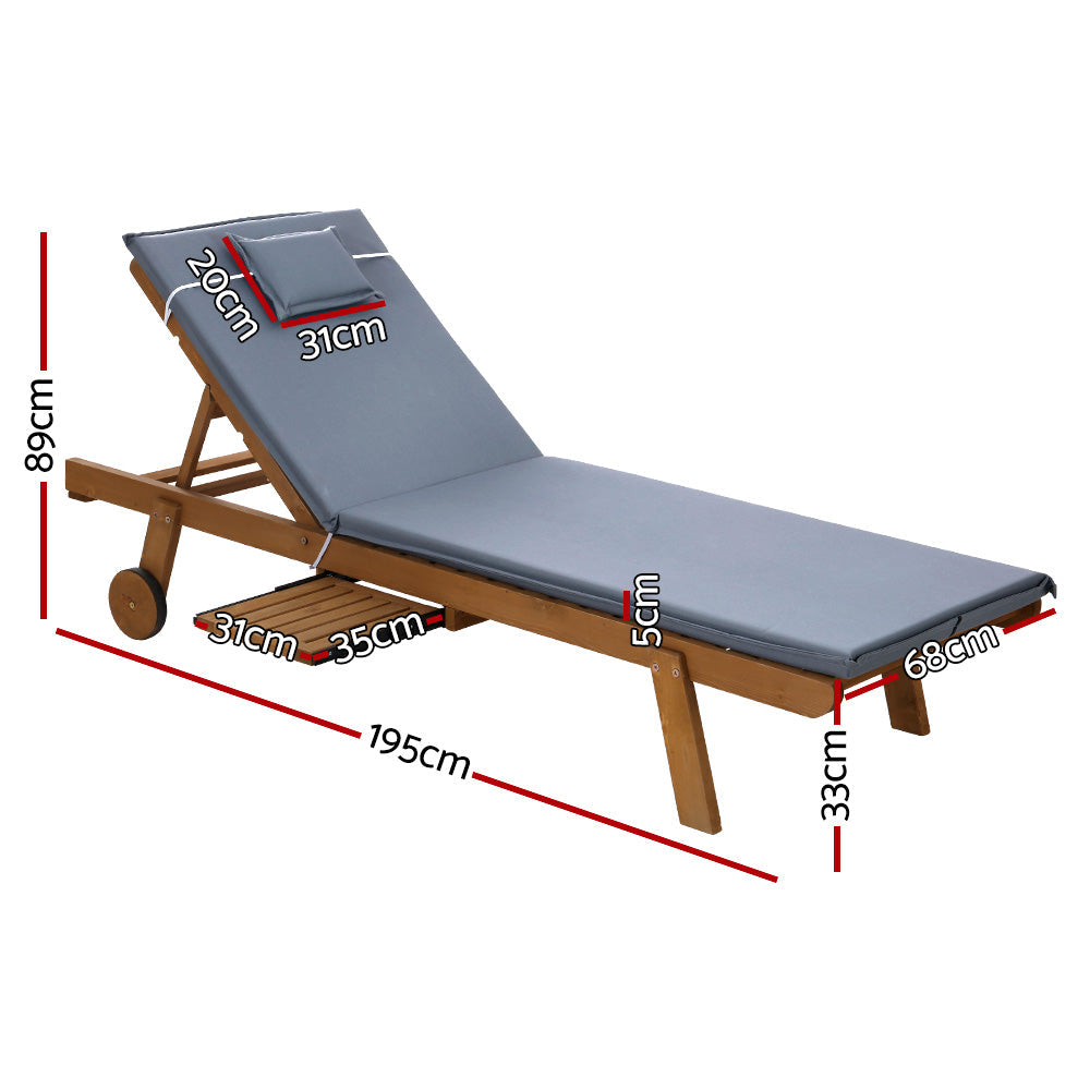 Gardeon Sun Lounger Wicker Lounge Day Bed Wheel Patio Outdoor Setting Furniture Gardeon