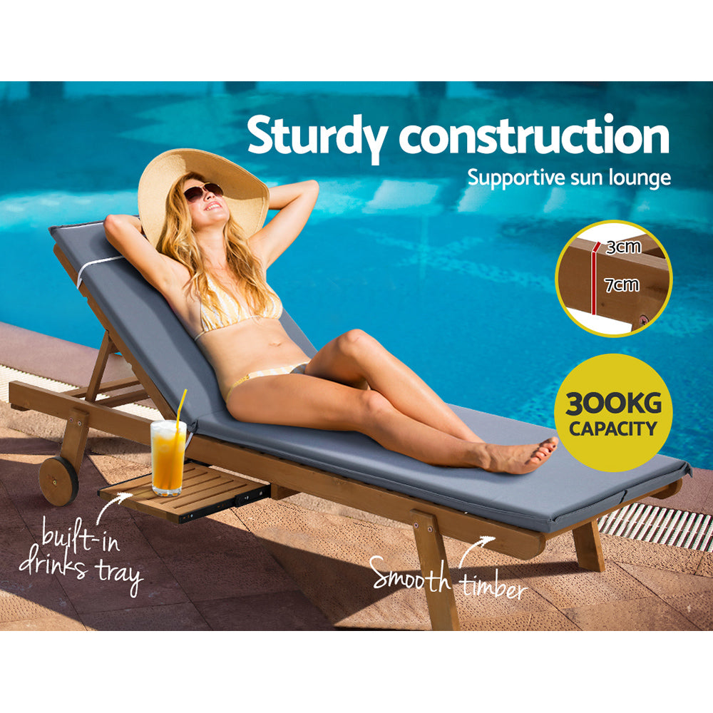 Gardeon Sun Lounger Wicker Lounge Day Bed Wheel Patio Outdoor Setting Furniture Gardeon