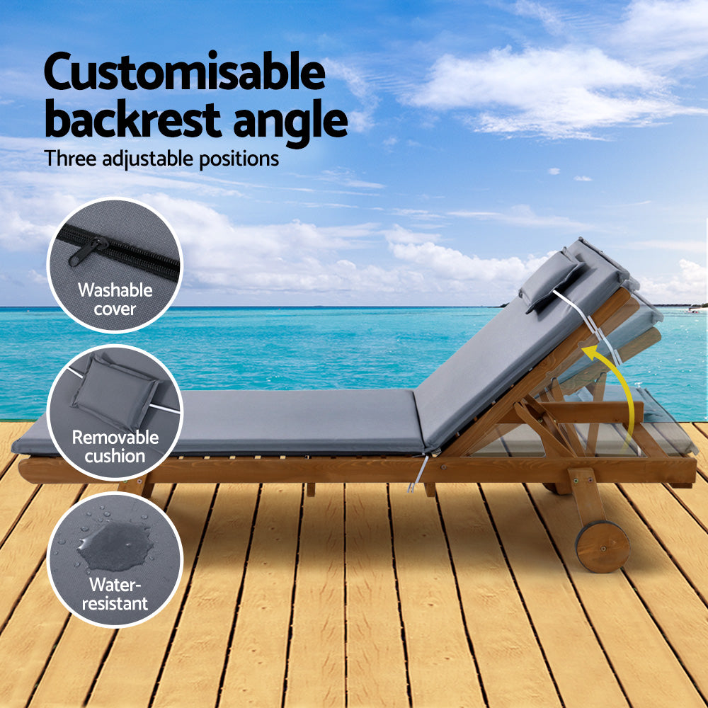 Gardeon Sun Lounger Wicker Lounge Day Bed Wheel Patio Outdoor Setting Furniture Gardeon