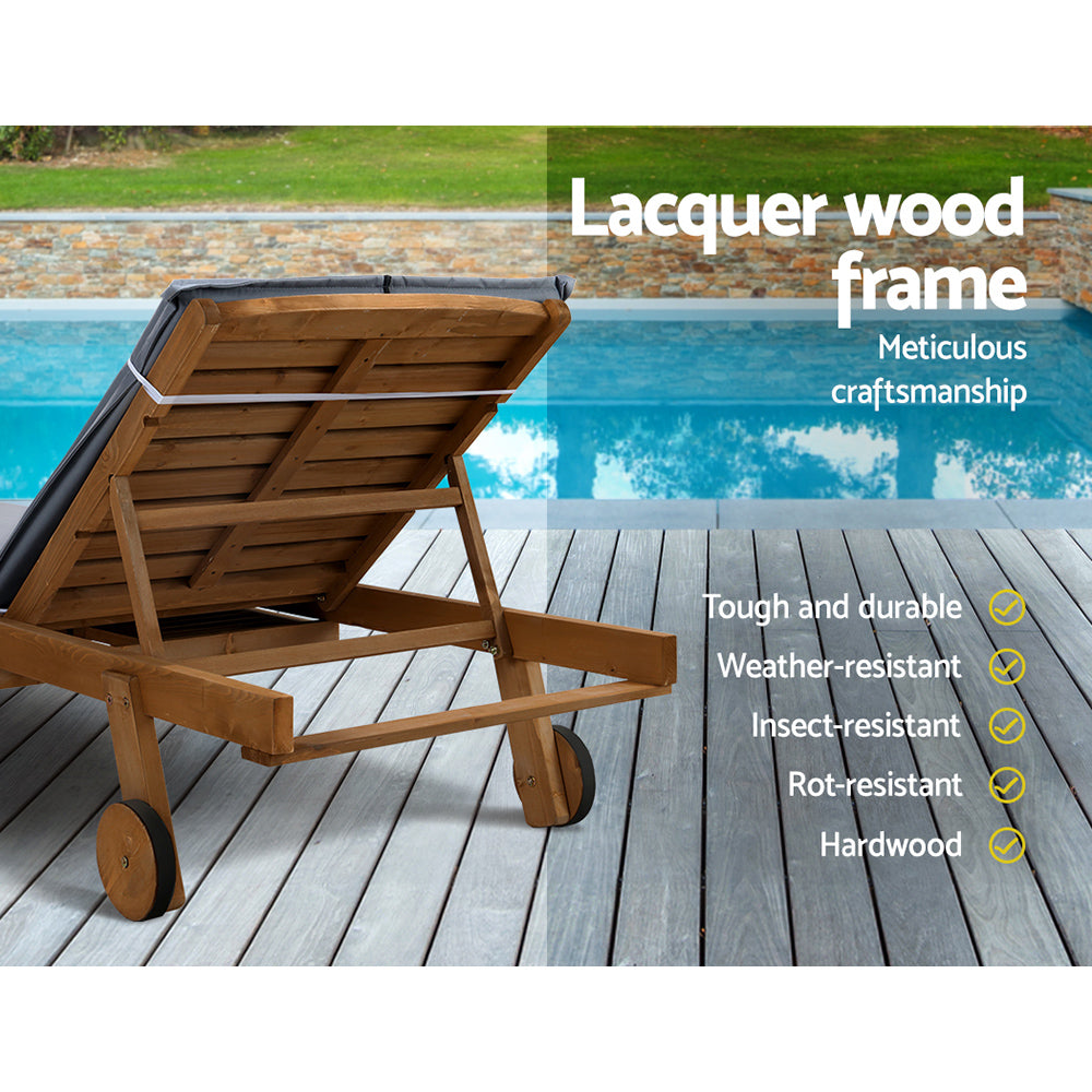 Gardeon Sun Lounger Wicker Lounge Day Bed Wheel Patio Outdoor Setting Furniture Gardeon