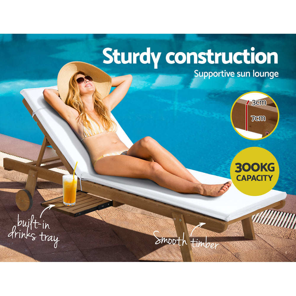 Gardeon Sun Lounge Wicker Lounger Day Bed Wheel Patio Outdoor Setting Furniture Gardeon