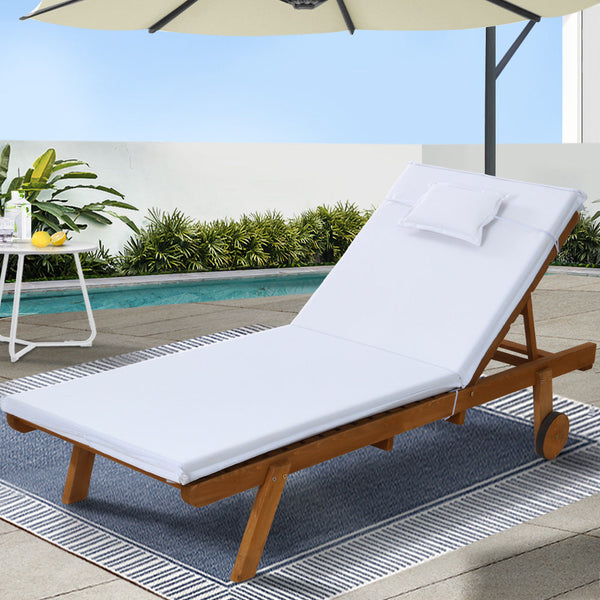 Gardeon Sun Lounge Wicker Lounger Day Bed Wheel Patio Outdoor Setting Furniture Gardeon