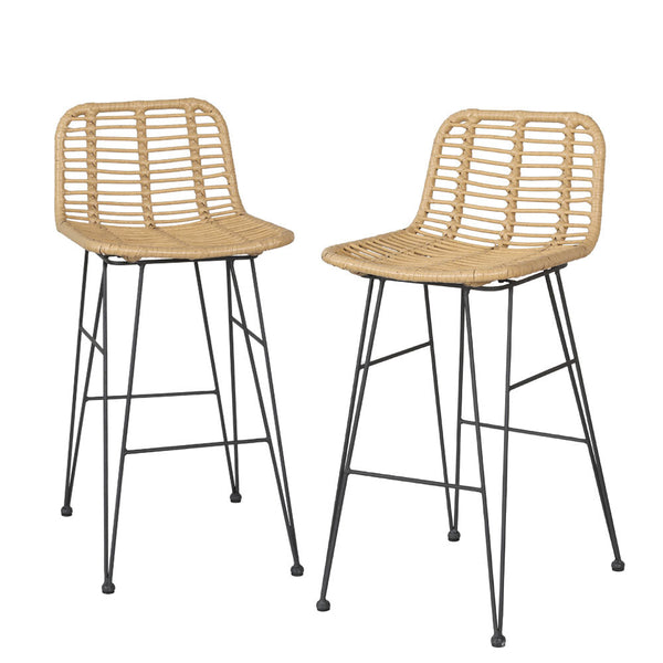 Gardeon 2-Piece Outdoor Bar Stools Wicker Dining Chair Bistro Patio Balcony Gardeon