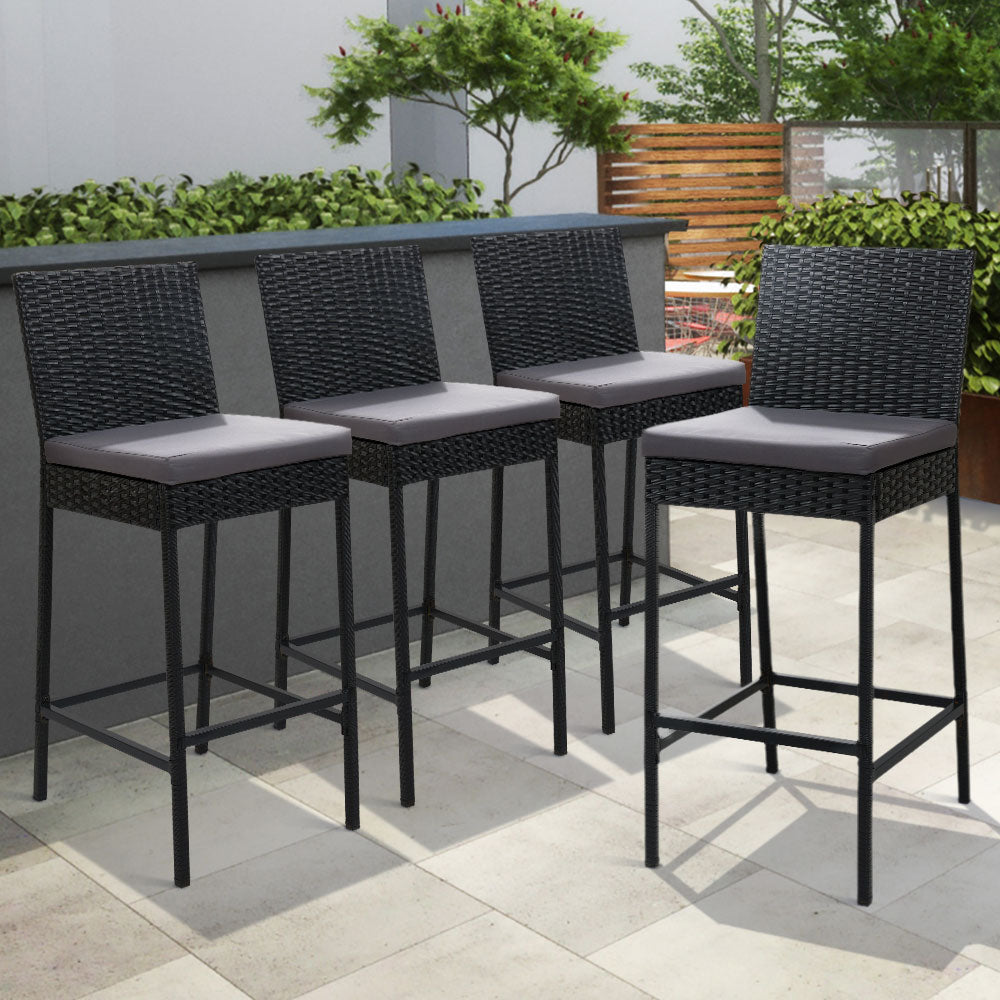 4 x Gardeon Outdoor Bar Stools Dining Chairs Rattan Furniture freeshipping - Awezingly