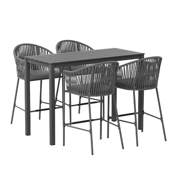 Gardeon 5pcs Outdoor Bar Table Furniture Set Chairs Table Patio Bistro 4 Seater Gardeon