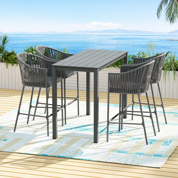 Gardeon 5pcs Outdoor Bar Table Furniture Set Chairs Table Patio Bistro 4 Seater Gardeon