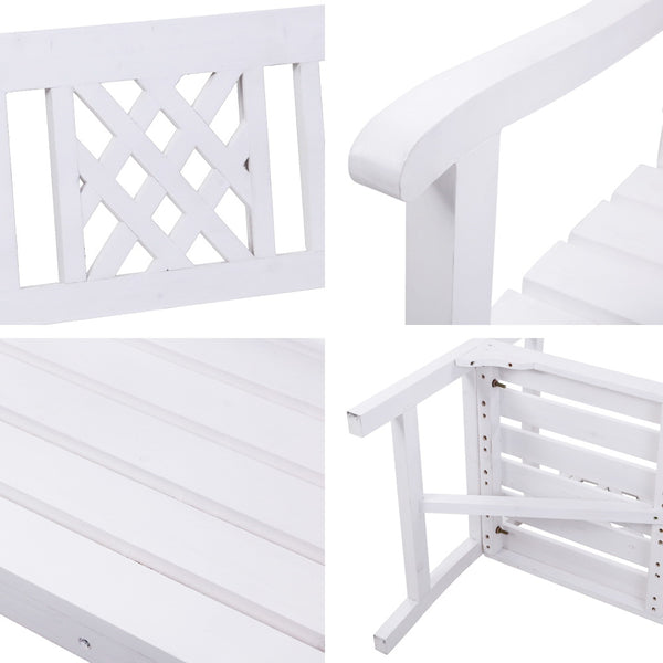 Gardeon Wooden Garden Bench 3 Seat Patio White freeshipping - Awezingly