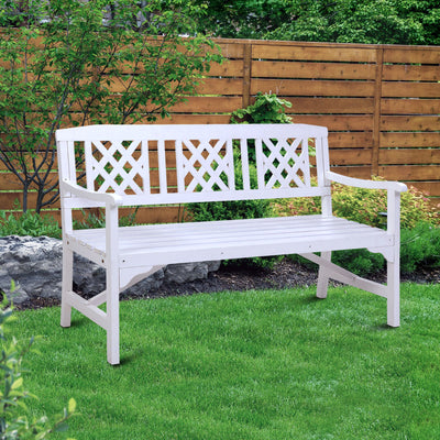 Gardeon Wooden Garden Bench 3 Seat Patio White