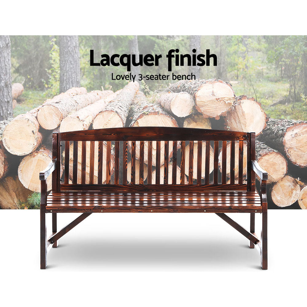 Gardeon Wooden Garden Bench Chair Natural Outdoor Furniture Décor Patio Deck 3 Seater freeshipping - Awezingly