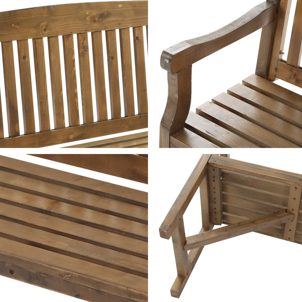 Gardeon Wooden Garden Bench Chair Natural Outdoor Furniture Décor Patio Deck 3 Seater freeshipping - Awezingly