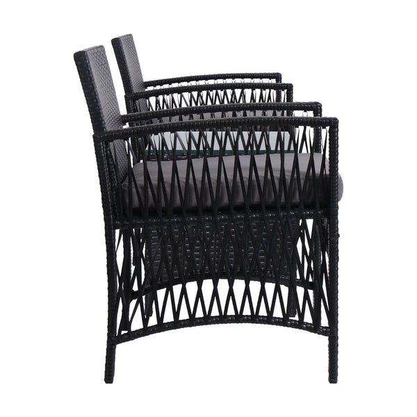 Gardeon Patio Furniture Outdoor Bistro Set Dining Chairs Setting 3 Piece Wicker Gardeon