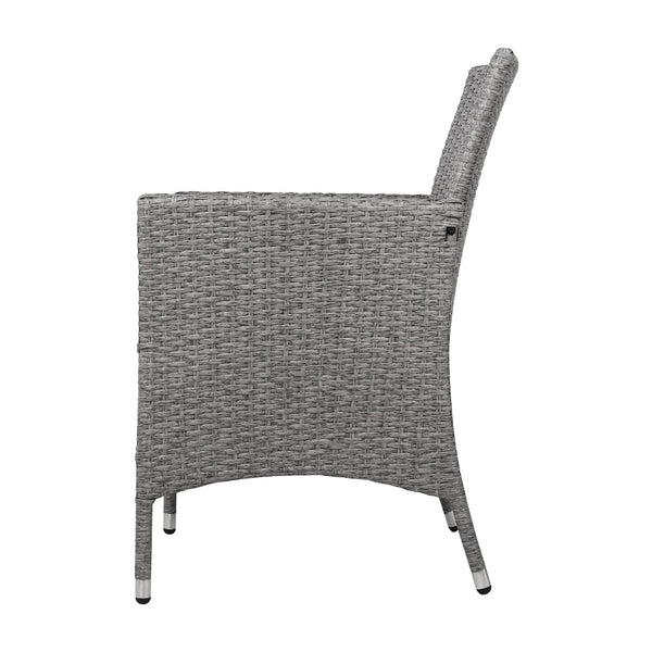 3 Piece Wicker Outdoor Chair Side Table Furniture Set - Grey freeshipping - Awezingly