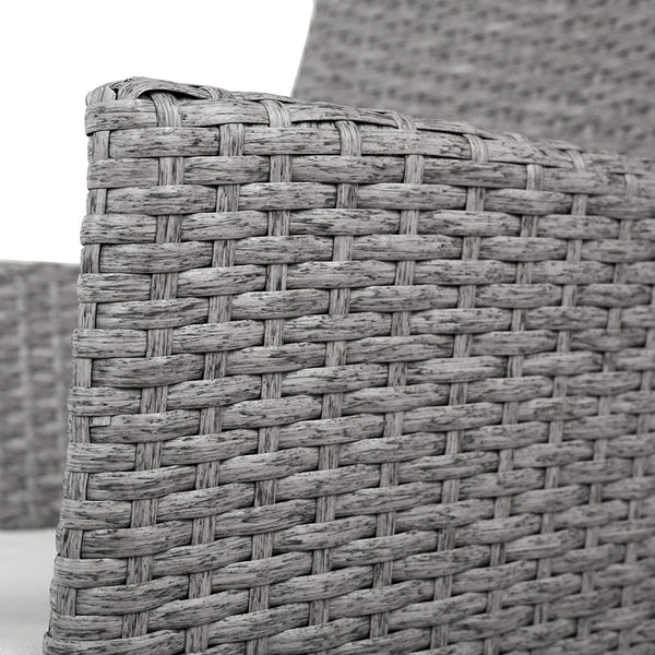 3 Piece Wicker Outdoor Chair Side Table Furniture Set - Grey freeshipping - Awezingly