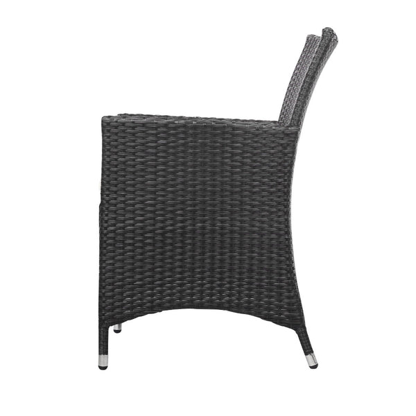 Gardeon 3pc Bistro Wicker Outdoor Furniture Set Black freeshipping - Awezingly