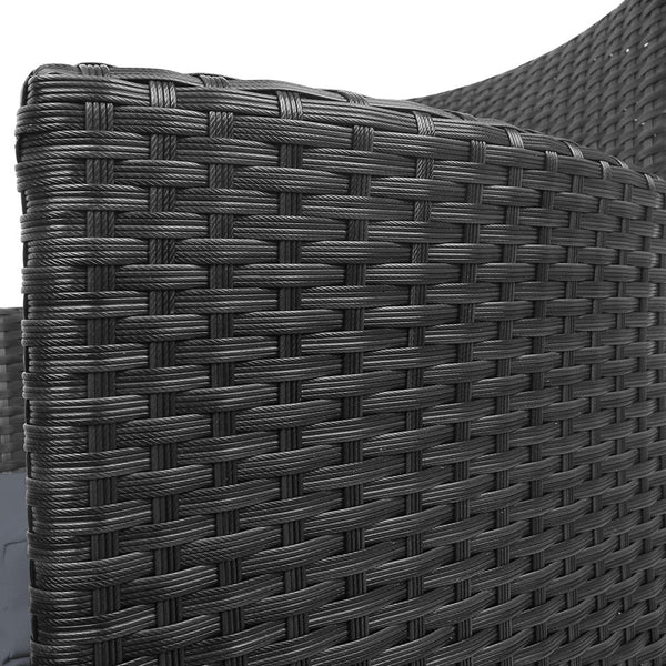 Gardeon 3pc Bistro Wicker Outdoor Furniture Set Black freeshipping - Awezingly