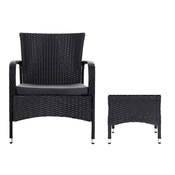 Gardeon Outdoor Furniture Patio Set Wicker Rattan Chairs Table 3PCS freeshipping - Awezingly