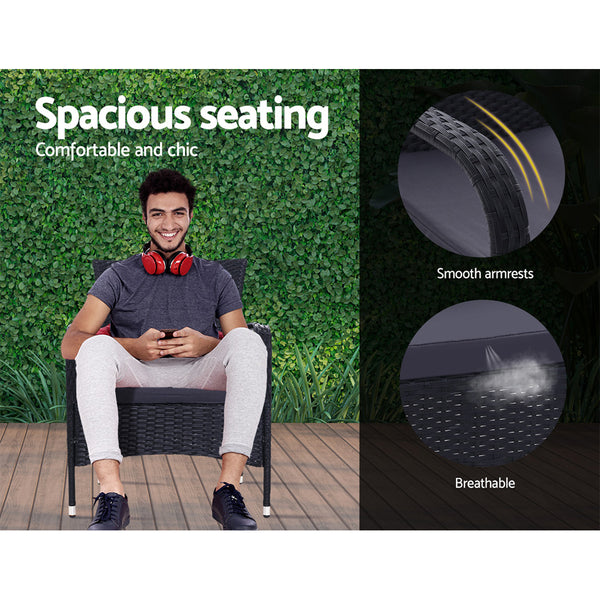 Gardeon Outdoor Furniture Patio Set Wicker Rattan Chairs Table 3PCS freeshipping - Awezingly