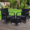 Gardeon Outdoor Furniture Patio Set Wicker Rattan Chairs Table 3PCS