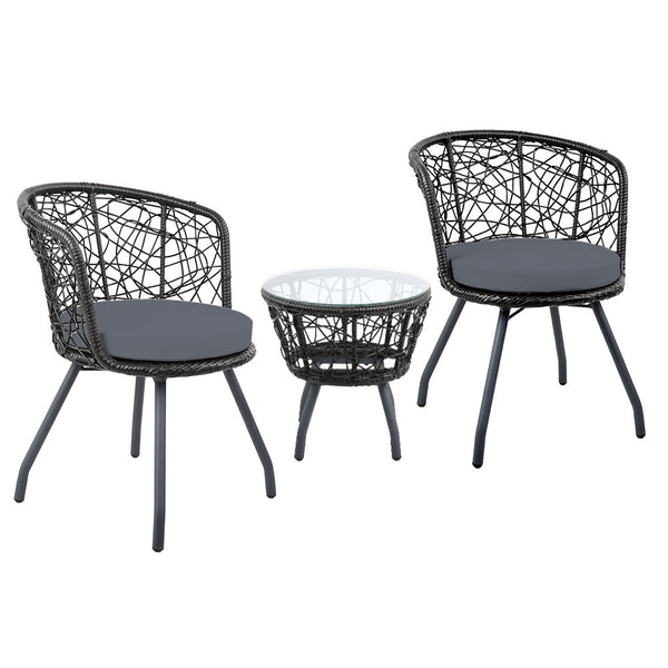 Gardeon Outdoor Patio Chair and Table - Black freeshipping - Awezingly