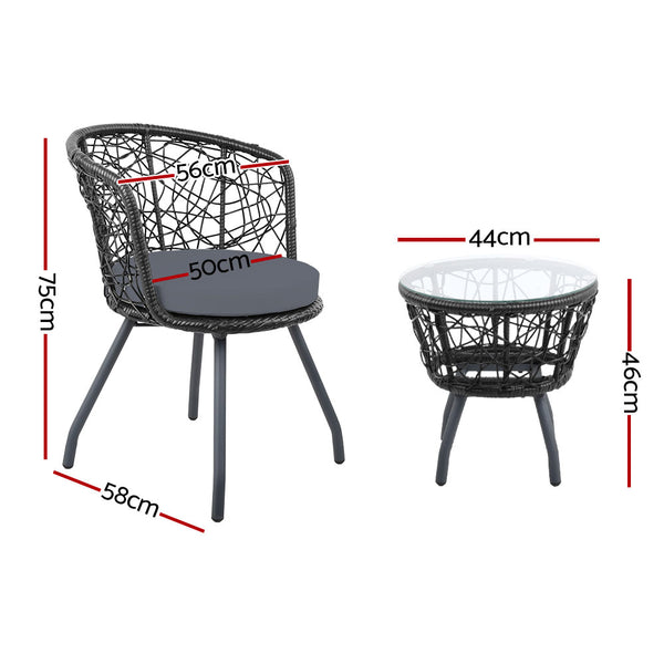 Gardeon Outdoor Patio Chair and Table - Black freeshipping - Awezingly