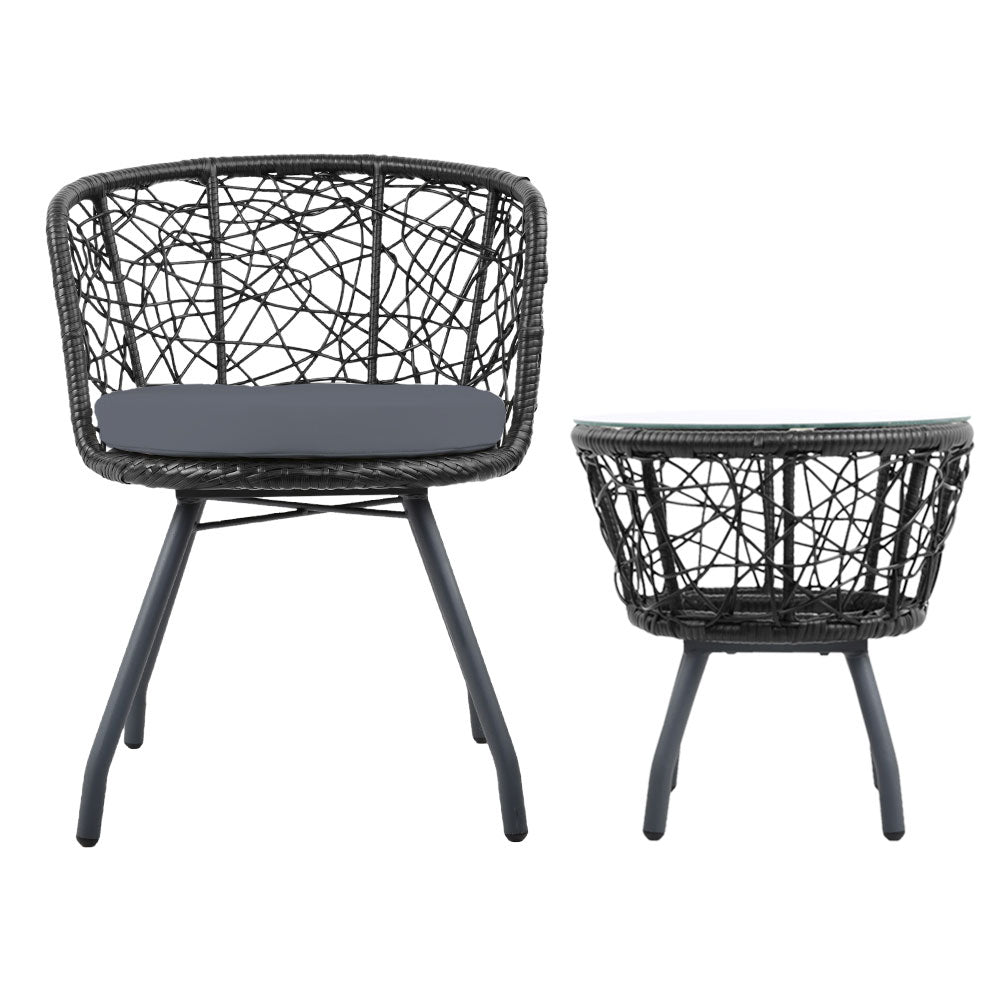 Gardeon Outdoor Patio Chair and Table - Black freeshipping - Awezingly