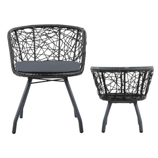 Gardeon Outdoor Patio Chair and Table - Black freeshipping - Awezingly