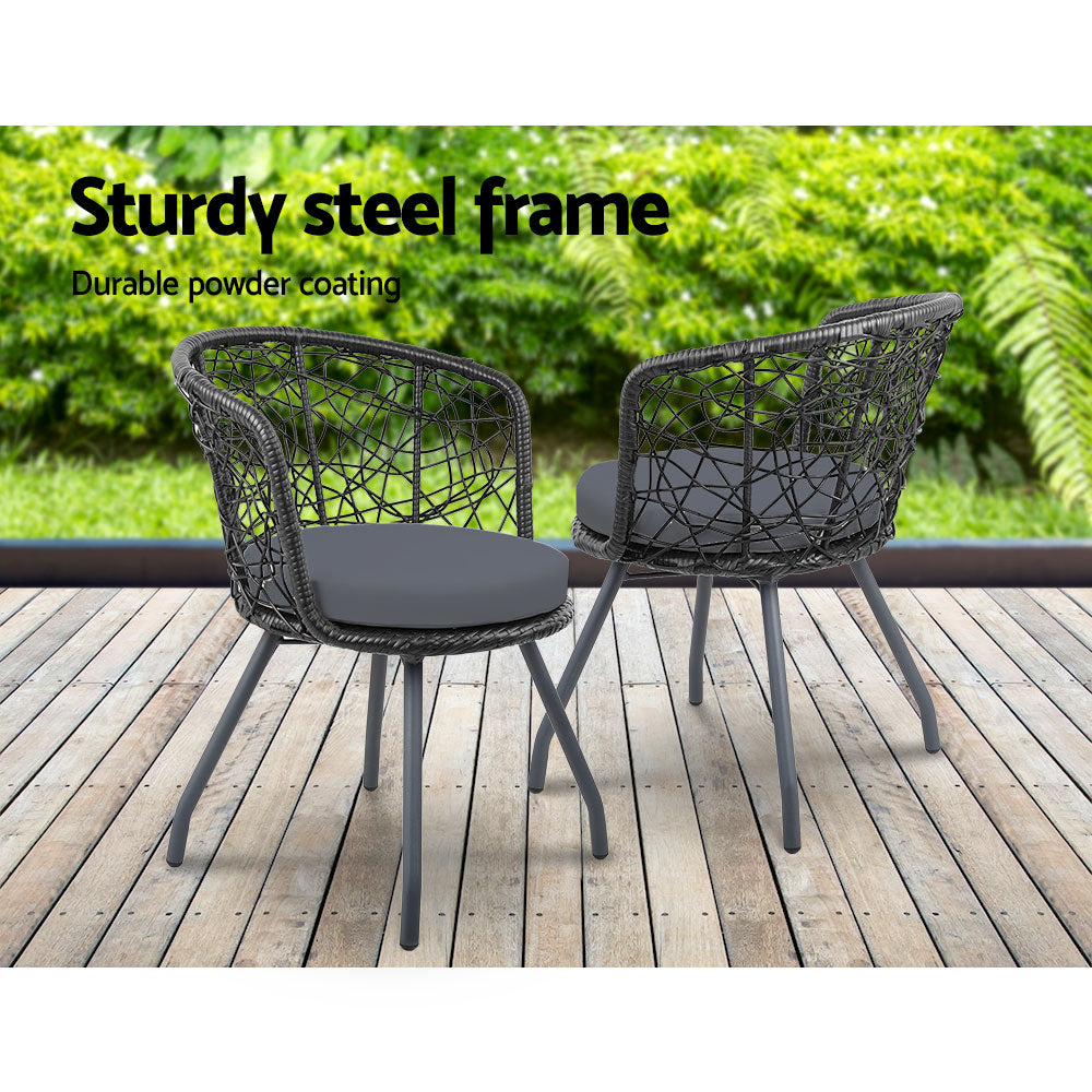 Gardeon Outdoor Patio Chair and Table - Black freeshipping - Awezingly