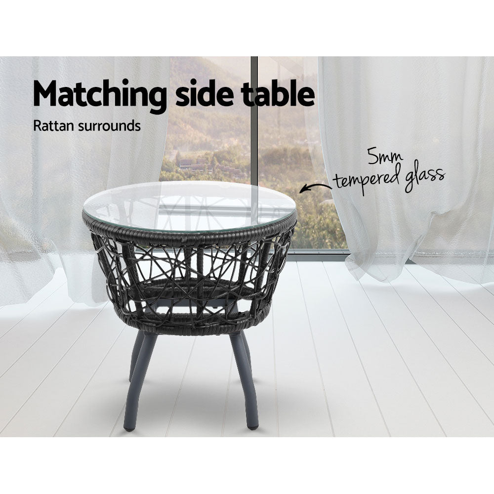 Gardeon Outdoor Patio Chair and Table - Black freeshipping - Awezingly