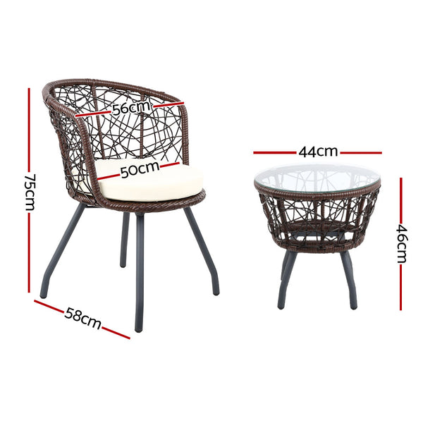 Gardeon Outdoor Patio Chair and Table - Brown freeshipping - Awezingly