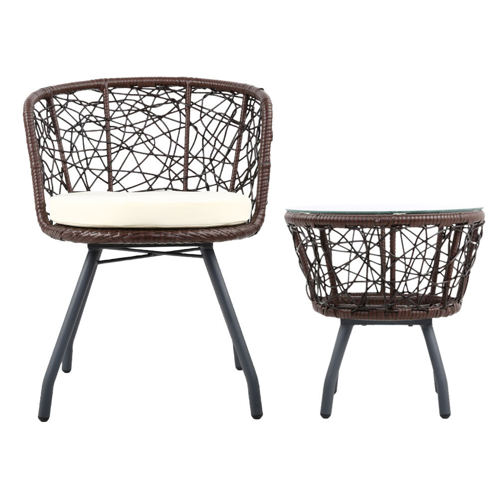 Gardeon Outdoor Patio Chair and Table - Brown freeshipping - Awezingly