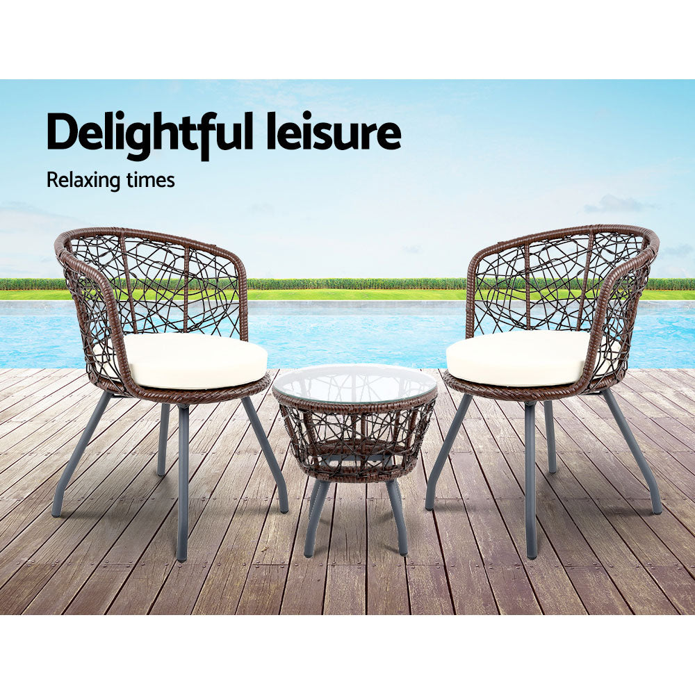 Gardeon Outdoor Patio Chair and Table - Brown freeshipping - Awezingly
