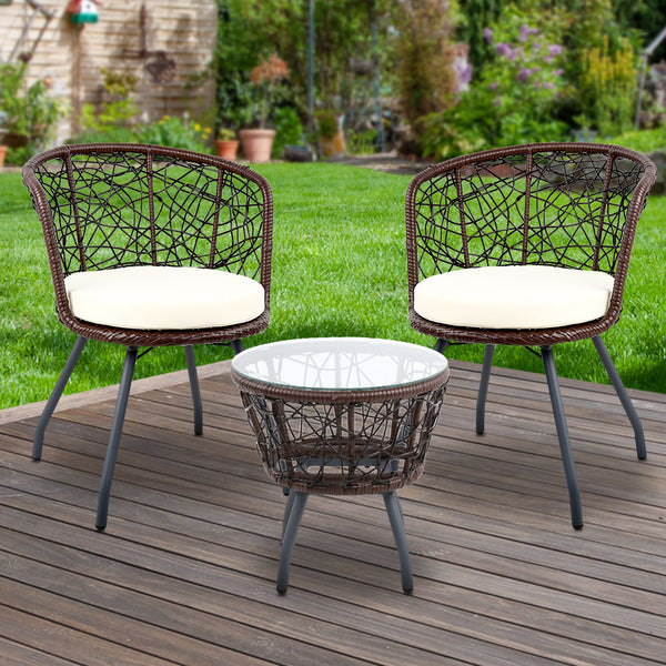 Gardeon Outdoor Patio Chair and Table - Brown freeshipping - Awezingly