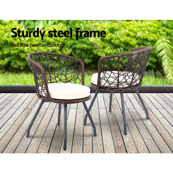 Gardeon Outdoor Patio Chair and Table - Brown freeshipping - Awezingly