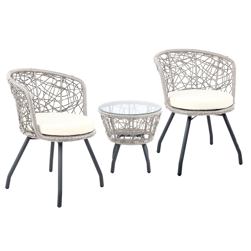 Gardeon Outdoor Patio Chair and Table - Grey freeshipping - Awezingly