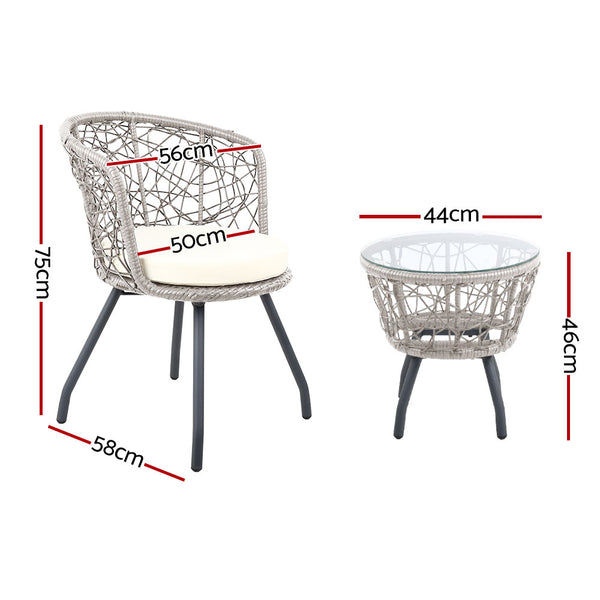 Gardeon Outdoor Patio Chair and Table - Grey freeshipping - Awezingly