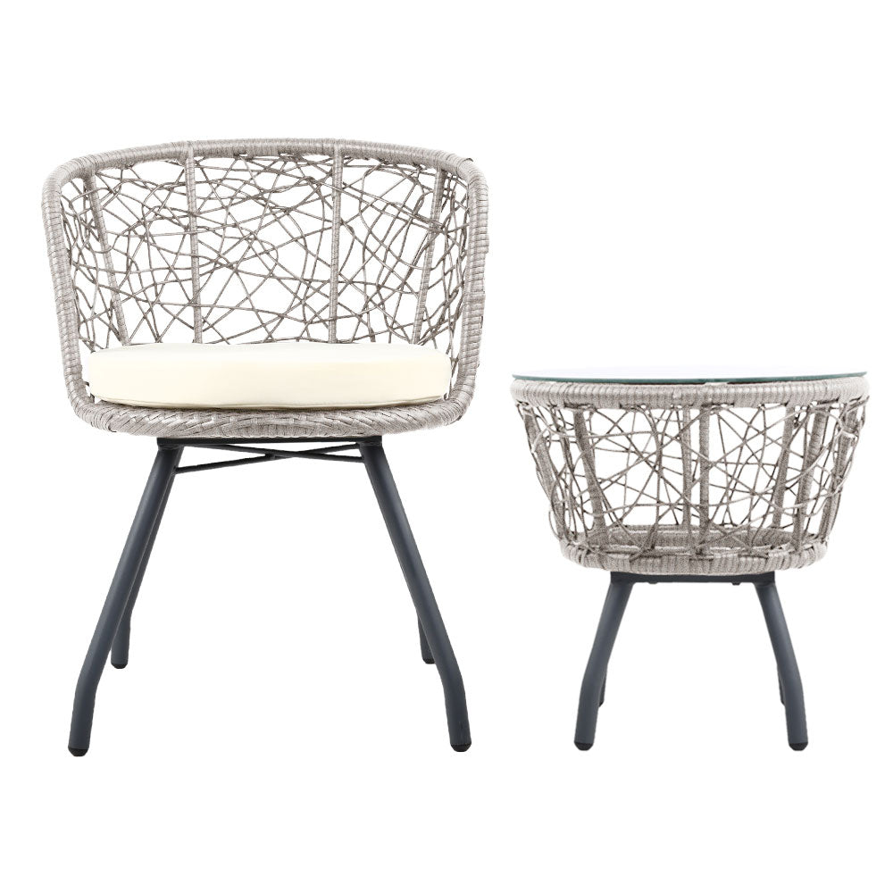 Gardeon Outdoor Patio Chair and Table - Grey freeshipping - Awezingly