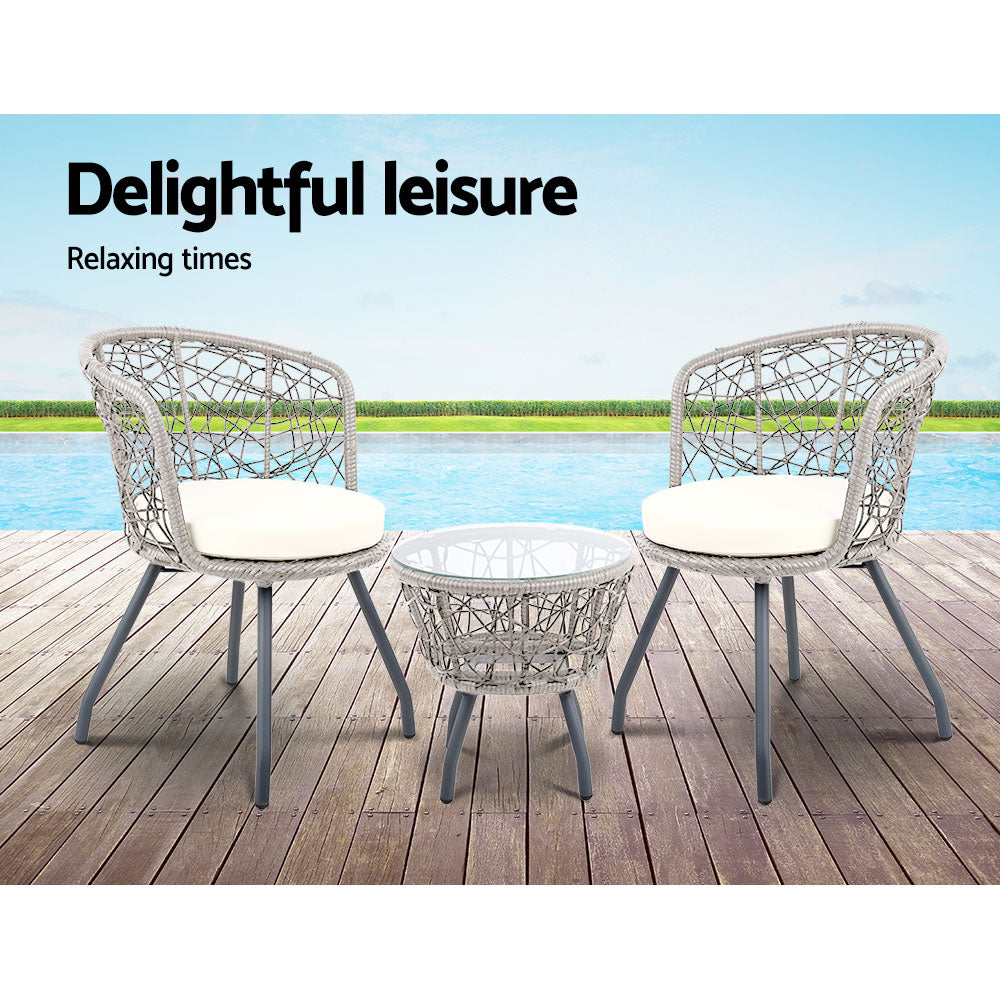 Gardeon Outdoor Patio Chair and Table - Grey freeshipping - Awezingly