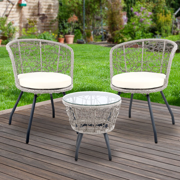 Gardeon Outdoor Patio Chair and Table - Grey freeshipping - Awezingly