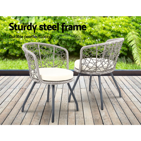Gardeon Outdoor Patio Chair and Table - Grey freeshipping - Awezingly