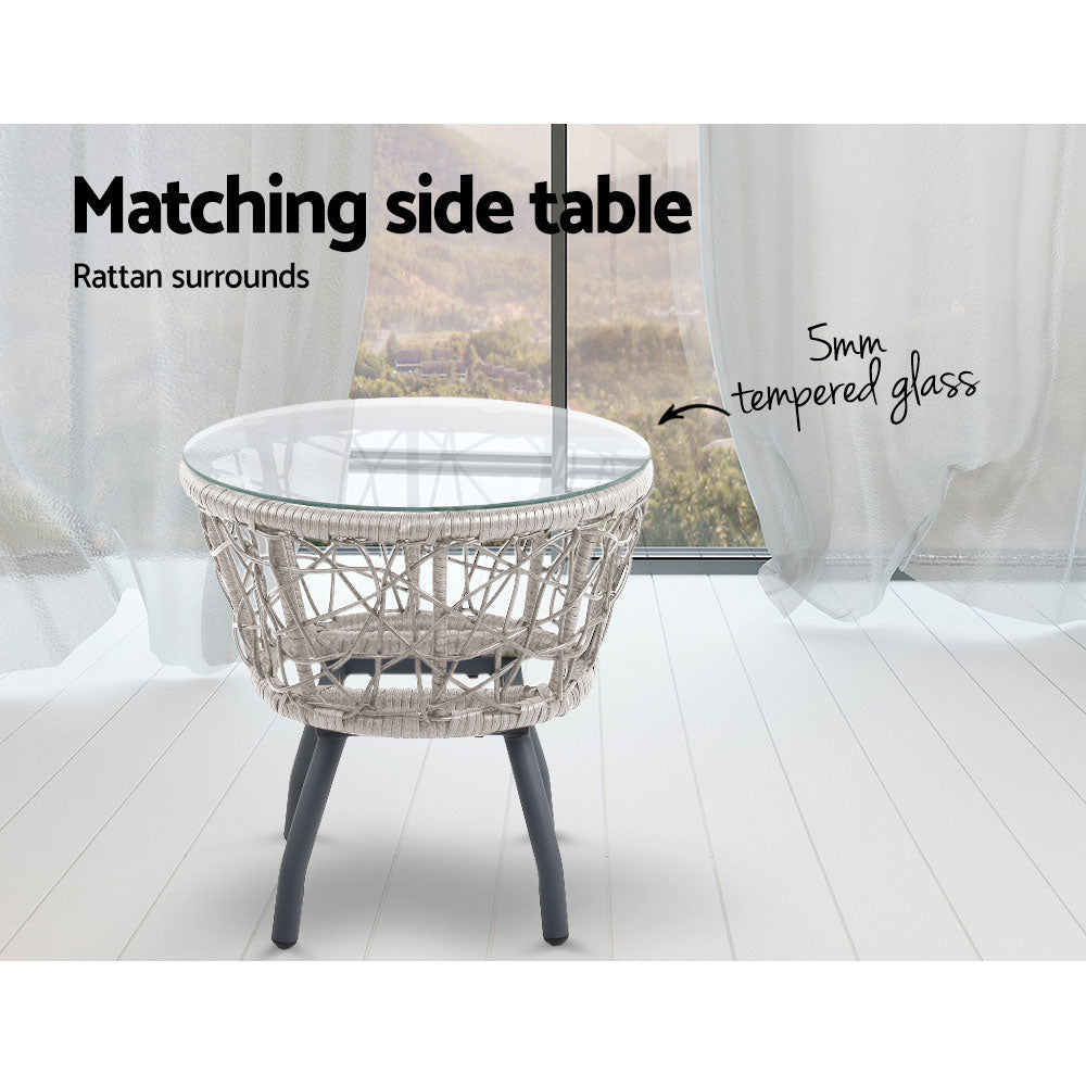 Gardeon Outdoor Patio Chair and Table - Grey freeshipping - Awezingly