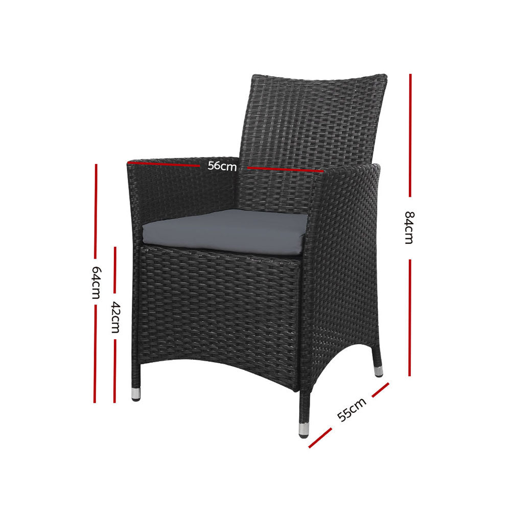 Outdoor Bistro Set Chairs Patio Furniture Dining Wicker Garden Cushion x2 Gardeon freeshipping - Awezingly