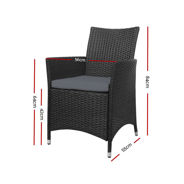 Outdoor Bistro Set Chairs Patio Furniture Dining Wicker Garden Cushion x2 Gardeon freeshipping - Awezingly