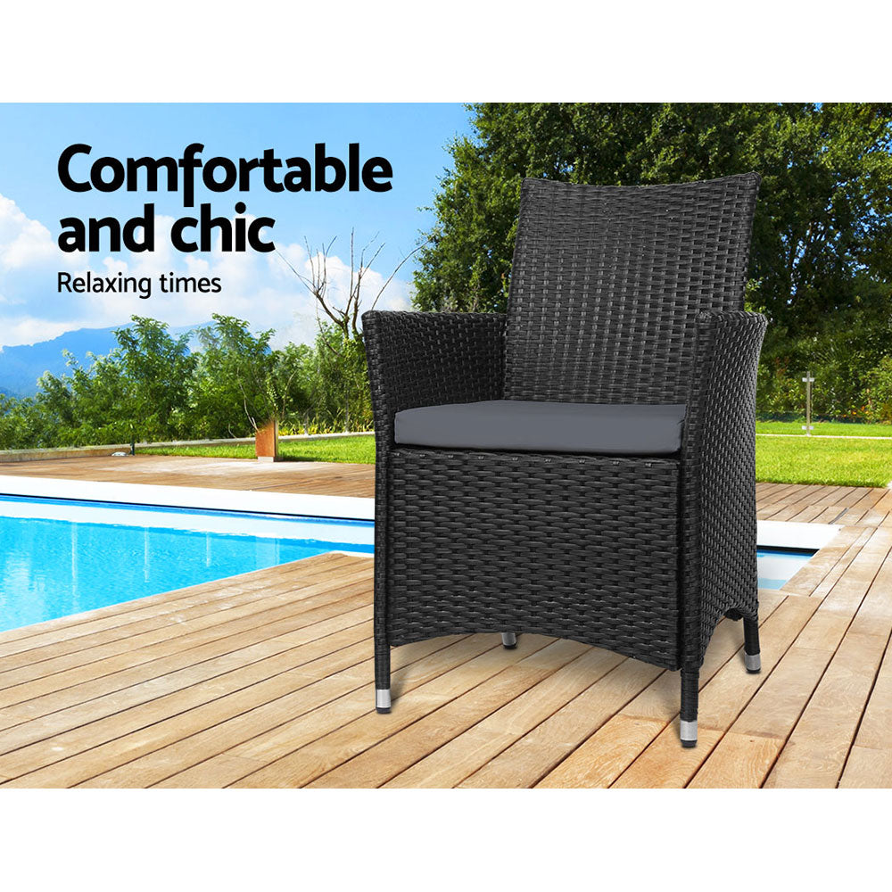 Outdoor Bistro Set Chairs Patio Furniture Dining Wicker Garden Cushion x2 Gardeon freeshipping - Awezingly
